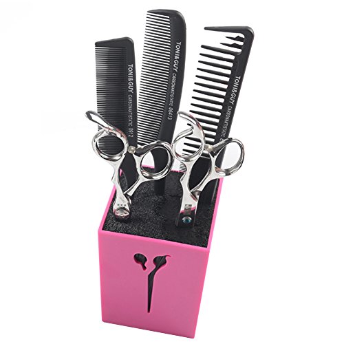 OLizee Professional Acylic Salon Scissors Holder Box Hairdressing Combs Clips Organizer Rack for Hair Stylist(Pink)