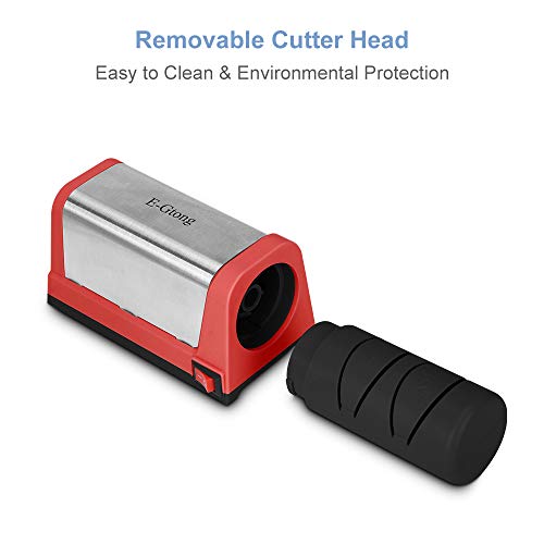 E-Gtong Electric Knife Sharpener, Professional 2-Stage Knives Sharpening System for Straight and Serrated Knives, with Diamond Abrasives for Knife Sharpening, Red