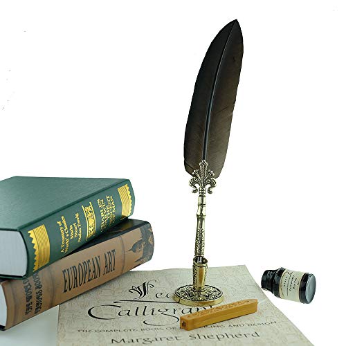 GC Quill Antique Feather Writing Quill Pen Gold Pen Stem Calligraphy