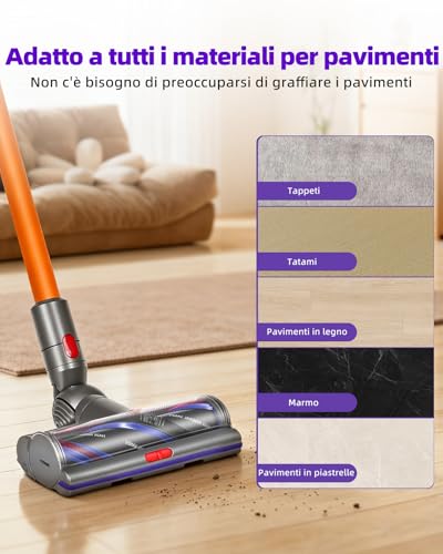 iRobacc V11 V15 SV22 SV28 Spazzola High Torque per Dyson V7 V8 V10 V11 V15, Spazzola Motorizzata Ideale per Tappeti e Pavimenti Duri,Flusso d'Aria Regolabile