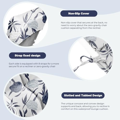 widesmile Waterproof Sun Lounger Cushion Only Replacement Lounger Cushions Pad for Sunloungers 100% Cotton Thick 167x53x10 cm Outdoor Garden Rattan Recliner Relaxer Chair Cushions, Blue Enchantress