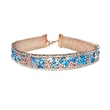 Womens Turquoise Healing Blue Stone Shell Rhinestone Choker Necklaces Velvet Chokers Gifts for Girls