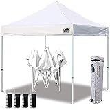 Eurmax 10'x10' Ez Pop Up Canopy Tent Commercial Canopies with Heavy Duty Roller Bag,Bonus 4 Canopy Sand Bags (White)