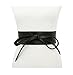 Fashion 21 Women's Wide Lace, Faux Leather Self Tie Wrap Obi Waist Belt (2 Style) (Black)