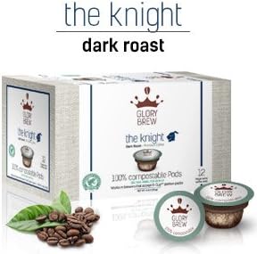 GLORYBREW - The Knight - 108 pack 100% Compostable Coffee Pods for Keurig K-Cup Brewers - Rainforest Alliance Certified – Dark Roast | Better than Recyclable and Biodegradable Coffee Pods