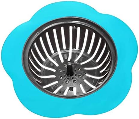 Scole Silicone Sink Strainer Flower Shaped Shower Sink Drains Cover Sink Colander Sewer Hair Filter Kitchen Accessories,Blue