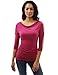 PattyBoutik Women's Cut Out 3/4 Sleeve Cowl Neck Ruched Blouse (Rose S)