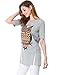 Allegra K Women Short Sleeve Cartoon Owl Prints Side Split Loose Fit Shirt, Light Grey, Medium / US 10