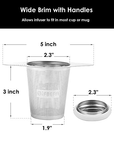 Gifbera 2 Pack Large Tea Infuser Set - Stainless Steel Extra Fine Mesh Tea Strainer Filter with Scoop & Double Handles - Fits Standard Cups Mugs Teapots