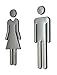 Xiboya textile 7.8 Inch Adhesive Acrylic Toilet Symbol Men's and Women's Bathroon Sign(Silver)
