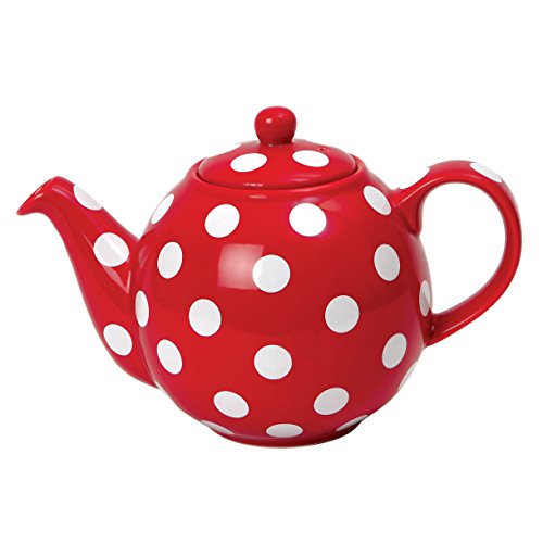 London Pottery 2 Cup Globe Teapot, Red with White Spots