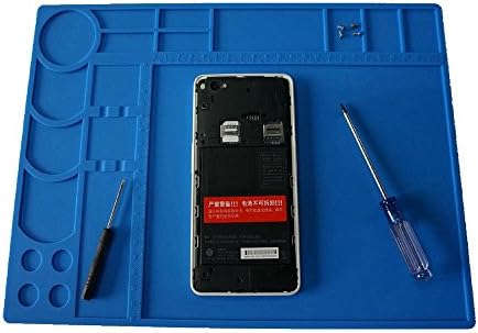 Soldering Mat/pad Heat Resistant 932°F for Heat Gun Soldering Iron Silicone Mat Soldering Station Cellphone Repair Mat Welding Mat Soldering Materials Electronics Mat Size13.1"x 9.3"( Blue)