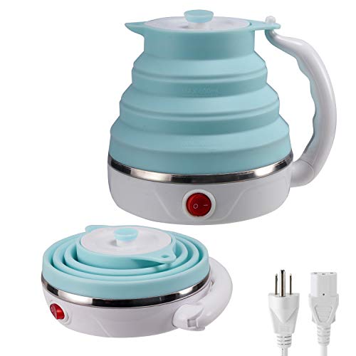 T-magitic Travel Foldable Electric Kettle, Collapsible Electric Kettle Food Grade Silicone Small Electric Kettle Boiling Water, Dual Voltage(600ml,