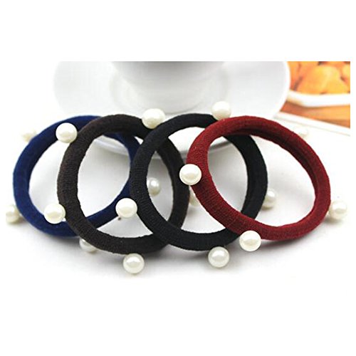 Yaheeda 20pcs Girl's Hair Bands Rubber Band Pearl Decorated Hair Rope Headwear Hair Circle Hair Tie