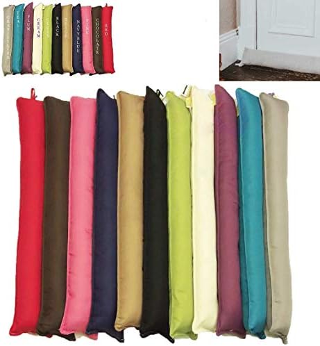 Plain Fabric Draught Excluder Draft Insulator Cushion Decorative Door or Window Stopper Polycotton Energy Saver Snake Hallway Multipurpose (Teal)