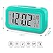 GLOUE Battery Operated Cordless Digital Alarm Clock Smart Sensor Night Light, Date, Snooze, Temperature, 12/24Hr switchable, Simple Operation, for Kids/Heavy Sleepers/Bedroom/Travel (Blue)