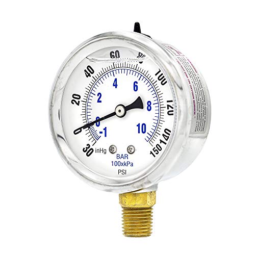 PIC Gauges PRO-201L-254CF 30-0-150 PSI Pressure
