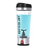 BOTTLED JOY Electric Shaker Bottle - USB Rechargeable Smart Protein Shaker - Portable High-Torque Tornado Blender Vortex Stirring Powder Detachable Mixer Drinking Water Bottle for Gym Sports 15 Ounce