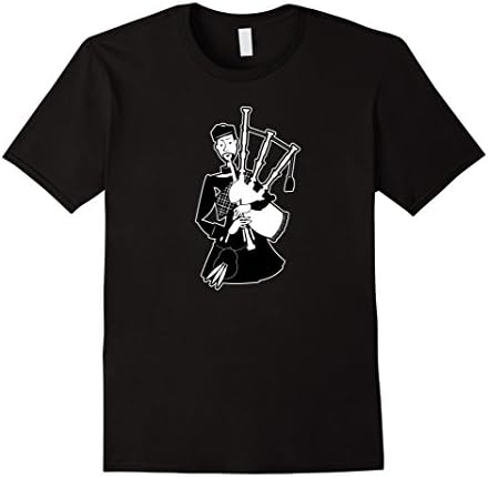 Mens Scottish Bagpiper in Kilt Playing Pipes Shirt 2XL Black