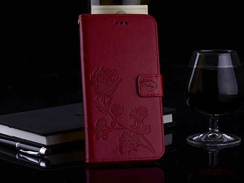 Scheam iPhone 7 Plus iPhone 8 Plus Wallet Leather Case Protective Durable Phone case Shell Folio flip Cell Phone Cover Bag Card Slots,Cash Pocket,Red