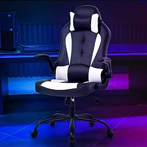 OffiClever Racing Style Office High Back Desk Executive PU Leather Rolling Task Swivel Computer with Lumbar Support…