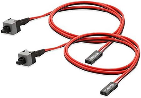 Stamaks 2 Pack 2 Pin SW PC Power Cable On/Off Push Button ATX Computer Switch Wire 45cm