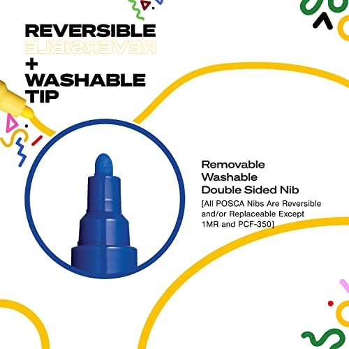 posca Paint Markers, 3M Fine Point Acrylic Paint Pens with Reversible Tips, Art Supplies For Gifts, Decorations Fabric, Metal, Glass, Wood and Canvas, Set of 15