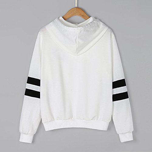 HIRIRI Women Print Blouse Striped Loose Sweatshirt Teen Girls Casual Long Sleeve Tops Hoodies White - Thumbnail 3