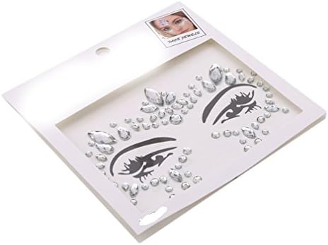 SONGLIN Party Eye Tattoo Stickers Diy Eyebrow Face Body Art Adhesive Crystal Glitter Jewels Festival Beauty Diamond Face Stickers (White)