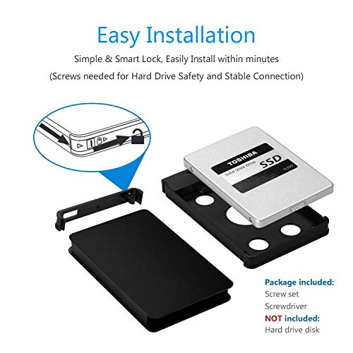 RSHTECH USB 3.0 to SATA Hard Drive Enclosure for 2.5 in 7mm and 9.5mm HDD SSD Aluminum Case [Support UASP and 4TB Drives](Black) - Thumbnail 4