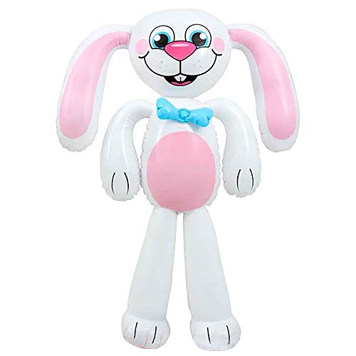 Kicko Jumbo-Sized Inflatable Bunny - 1 Pack 61 X 57 Inches Large White Bunny Rabbit Inflate for Indoor and Outdoor Decorations on any Occasion and Party