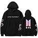 BTS Hoodie Sweater V Rap-Monster Suga Jin Jimin J-Hope Jung Kook Love Yourself (M, Style2 Black)