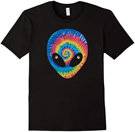 Mens TIE DYE ALIEN HEAD T SHIRT Large Black