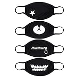 MEZETIHE Unisex Korean Mouth Mask Anti-dust Cute Kawaii Black Cotton Bear Zipper Star Facial Kpop Masks (Ship from US Directly)