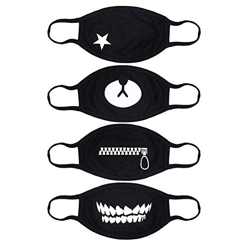 MEZETIHE Unisex Korean Mouth Mask Anti-dust Cute Kawaii Black Cotton Bear Zipper Star Facial Kpop Masks (Ship from US Directly)
