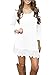 Afibi Women's Long Sleeve A-Line Lace Stitching Trim Casual Dress (Medium, White)