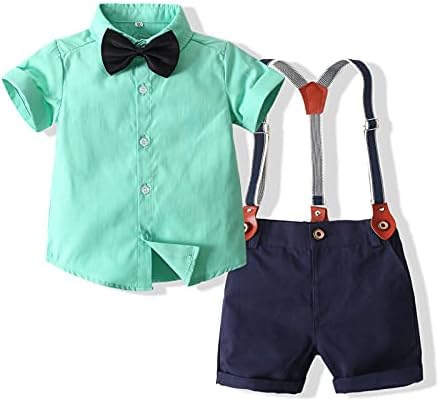 Baby Boys Gentleman Outfits Suits, Infant Short Sleeve Shirt+Bib Pants...