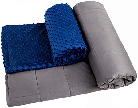 Sleepymoon Weighted Blanket with Cooling Removable Cover Dual Zipper