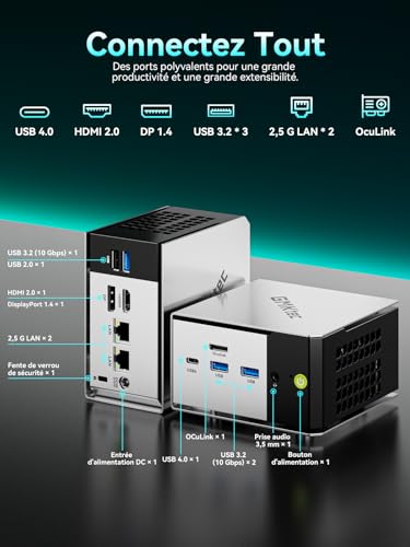 GMKtec M8 AMD Mini PC Ryzen 5 Pro 6650H 16GB LPDDR5 RAM + 512GB SSD PCIe3.0 NVME (Beat 7430U/5825U, 6C/12T 4.50GHz), Dual LAN 2.5GbE Desktop Computer, Oculink, USB4, HDMI, USB-C