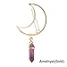 Niceyo Ladies Retro Moon Crescent Hair Clip Natural Stone Pendant Hairpin