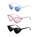 Davachi Cat Eye Clout Goggles Sunglasses Vintage Mod Style Retro Kurt Cobain Cateye Set White, Pink, Black