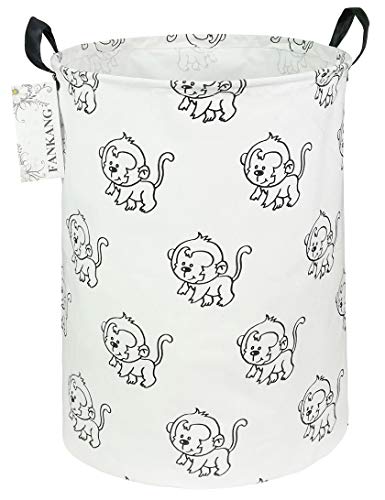FANKANG Laundry Hamper Storage Bins Nursery Hamper Canvas Foldable Large Storage Baskets for Kids Toys Room, Nursery, Home,Gift Basket, Office, Bedroom, Clothes (Monkey)