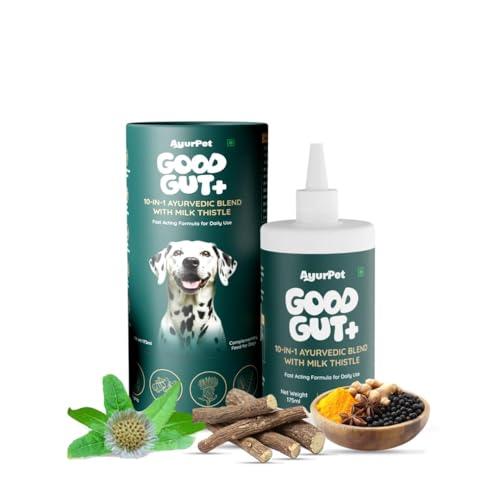 GoodGut+ Digestive Enzyme Drops for Dogs | Milk Thistle + Ayurvedic Herbs | Fast Acting Liquid Drop for Gut Health & Liver Function | Reduces Scratching & Paw-Licking | 30-Days (175 ml)
