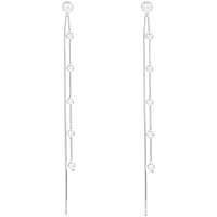 GPE41 RINNTIN Silver Pearl Dangle Earrings Chain for Women Teen Girls Elegant Lo