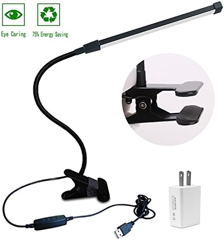 LATEK Reading Light, Dimmable Clamp Light for Bed Headboard, Bedroom, Office Desk, 3 Modes & 10 Dimming Levels, Flexible Clip On Desk Lamp, 5V 2A Adapter Included, 8W, Silver 8010A-BK