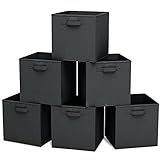 Closet Organizer - Fabric Storage Basket Cubes Bins - 6 Black Cubeicals Containers Drawers