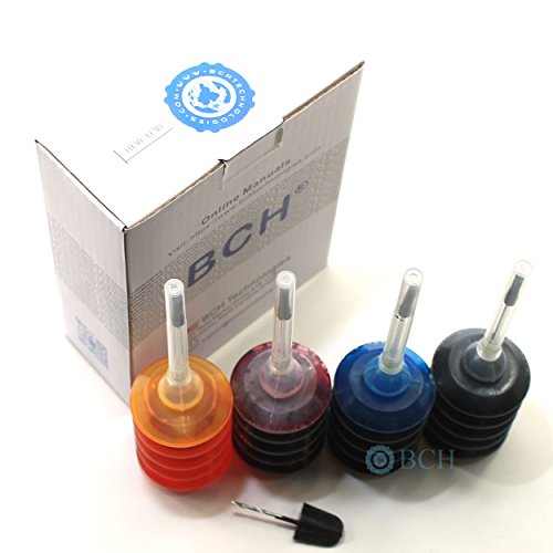 BCH Dye Ink Cartridge Refill Kit for 21 27 56 57 60 61 74 92 94 96 98 901 Cartridges 4-Bottle Combo Black Cyan Magenta Yellow ID30-KCMY