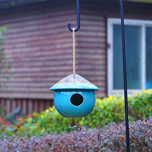 Tenforie Bird House Ceramic Birdhouse Bird Hut Hanging Outdoor