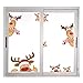 IARTTOP Christmas Reindeer Wall Decal，Happy Cartoon Reindeer Wall Mural Removable DIY Vinyl Door Sticker for Showcase，Christmas Window Clings,Christmas Nursery Home Decorations