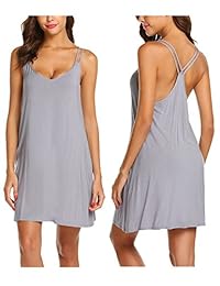 Camisón sin mangas con cuello en V para dama, vestido de noche para verano, tallas S-XXL